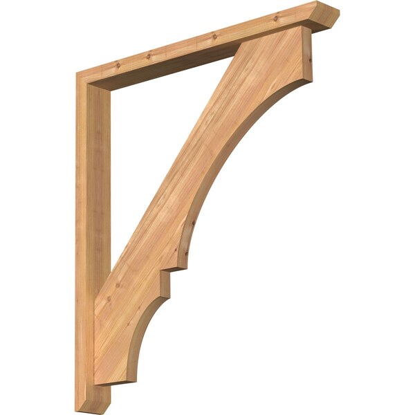 Ekena Millwork Balboa Slat Smooth Bracket w/ Offset Brace, Western Red Cedar, 3 1/2"W x 30"D x 34"H BKT0402X30X34BOA06SWR - main